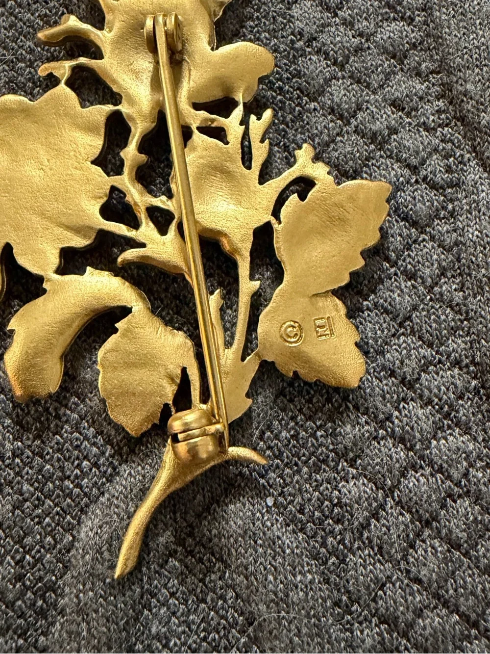 Vintage Gold Floral Statement Brooch